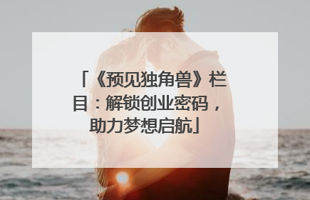 《预见独角兽》栏目：解锁创业密码，助力梦想启航