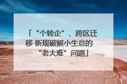 “个转企”、跨区迁移 新规破解小生意的“老大难”问题