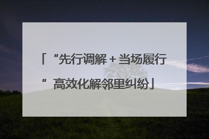 “先行调解＋当场履行”高效化解邻里纠纷