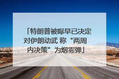 特朗普被曝早已决定对伊朗动武 称“两周内决策”为烟雾弹