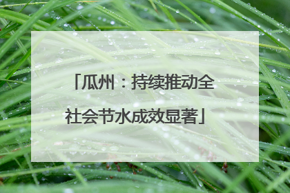 瓜州：持续推动全社会节水成效显著