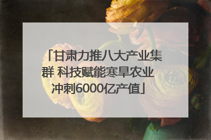 甘肃力推八大产业集群 科技赋能寒旱农业冲刺6000亿产值