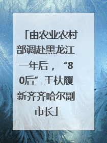 由农业农村部调赴黑龙江一年后，“80后”王杕履新齐齐哈尔副市长