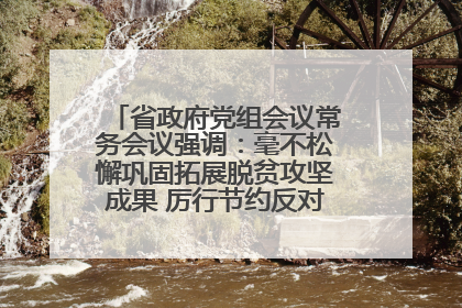 省政府党组会议常务会议强调：毫不松懈巩固拓展脱贫攻坚成果 厉行节约反对浪费弘扬优良作风