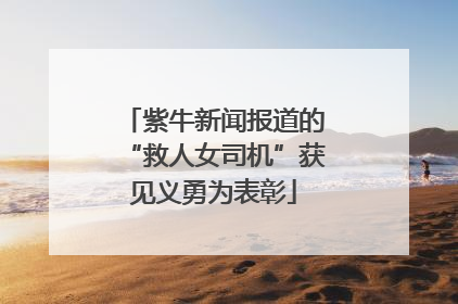 紫牛新闻报道的“救人女司机”获见义勇为表彰