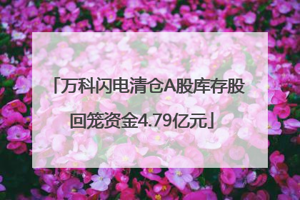 万科闪电清仓A股库存股 回笼资金4.79亿元