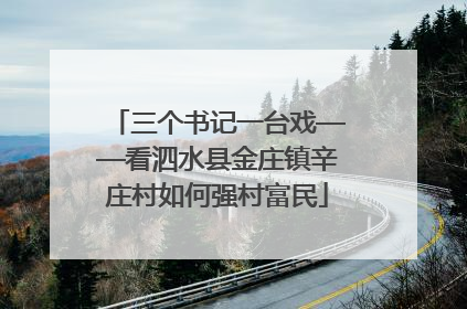 三个书记一台戏——看泗水县金庄镇辛庄村如何强村富民