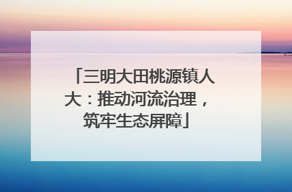 三明大田桃源镇人大：推动河流治理，筑牢生态屏障