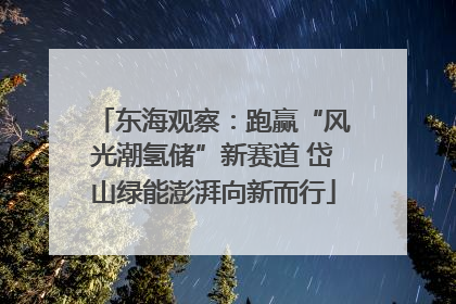 东海观察：跑赢“风光潮氢储”新赛道 岱山绿能澎湃向新而行