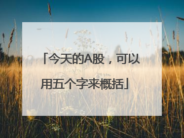 今天的A股，可以用五个字来概括