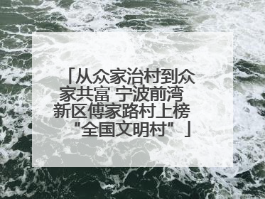 从众家治村到众家共富 宁波前湾新区傅家路村上榜“全国文明村”