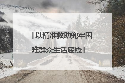 以精准救助兜牢困难群众生活底线