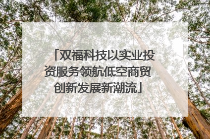双福科技以实业投资服务领航低空商贸创新发展新潮流