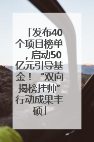 发布40个项目榜单，启动50亿元引导基金！“双向揭榜挂帅”行动成果丰硕