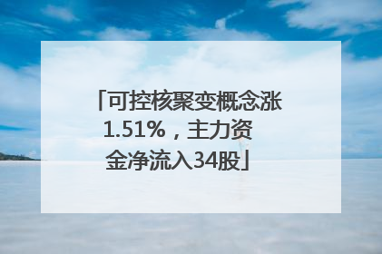 可控核聚变概念涨1.51%，主力资金净流入34股