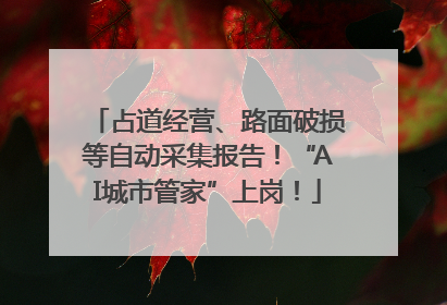 占道经营、路面破损等自动采集报告！“AI城市管家”上岗！