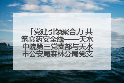 党建引领聚合力 共筑食药安全线——天水中院第三党支部与天水市公安局森林分局党支部联合开展党建共建、主题党日活动