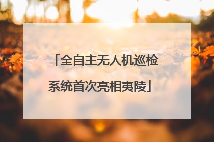 全自主无人机巡检系统首次亮相夷陵