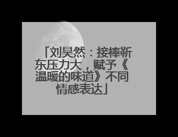 刘昊然：接棒靳东压力大，赋予《温暖的味道》不同情感表达