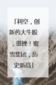 利空，创新药大牛股，重挫！蜜雪集团，历史新高