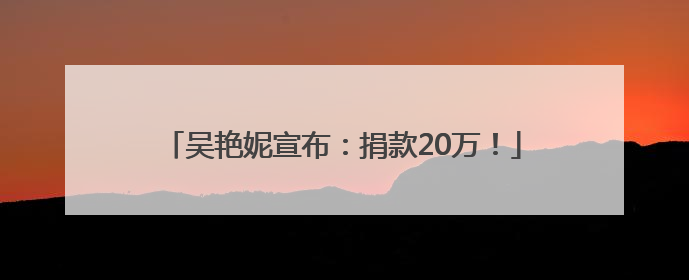 吴艳妮宣布：捐款20万！