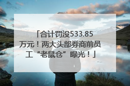 合计罚没533.85万元！两大头部券商前员工“老鼠仓”曝光！