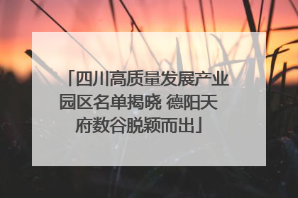 四川高质量发展产业园区名单揭晓 德阳天府数谷脱颖而出