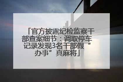 官方披露纪检监察干部查案细节：调取停车记录发现3名干部假“办事”真麻将