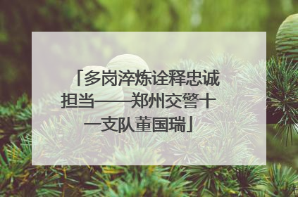 多岗淬炼诠释忠诚担当——郑州交警十一支队董国瑞