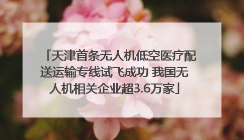 天津首条无人机低空医疗配送运输专线试飞成功 我国无人机相关企业超3.6万家