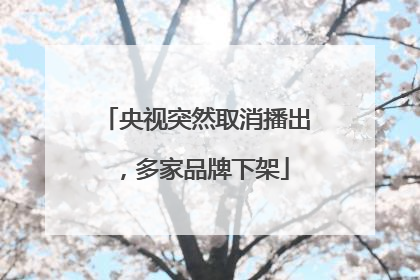 央视突然取消播出，多家品牌下架