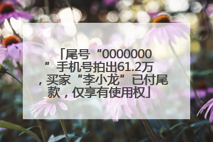 尾号“0000000”手机号拍出61.2万，买家“李小龙”已付尾款，仅享有使用权