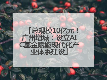 总规模10亿元！广州增城：设立AIC基金赋能现代化产业体系建设