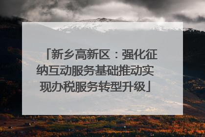 新乡高新区：强化征纳互动服务基础推动实现办税服务转型升级