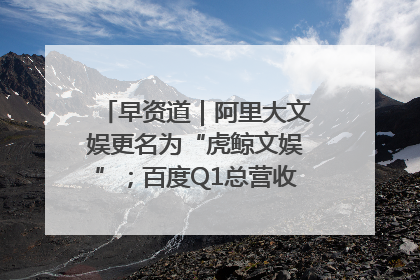 早资道｜阿里大文娱更名为“虎鲸文娱”；百度Q1总营收325亿元超预期