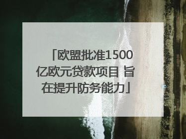欧盟批准1500亿欧元贷款项目 旨在提升防务能力