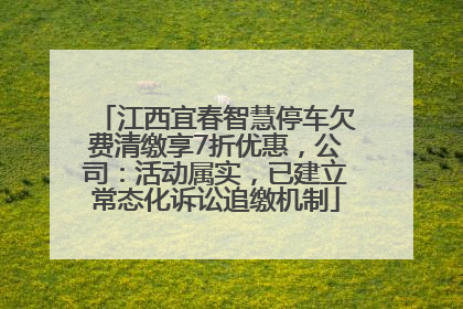 江西宜春智慧停车欠费清缴享7折优惠，公司：活动属实，已建立常态化诉讼追缴机制