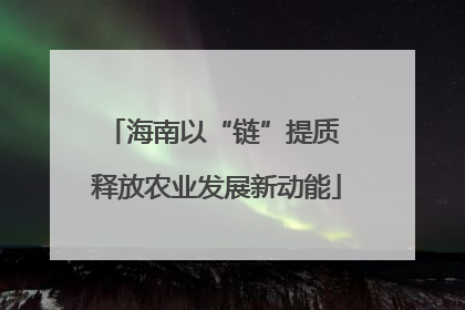 海南以“链”提质 释放农业发展新动能