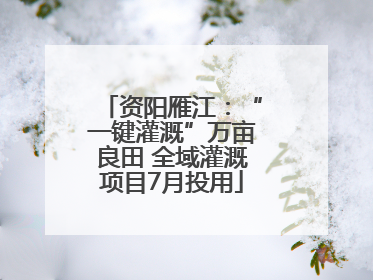 资阳雁江：“一键灌溉”万亩良田 全域灌溉项目7月投用