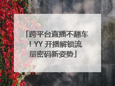 跨平台直播不翻车！YY 开播解锁流量密码新姿势