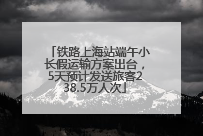 铁路上海站端午小长假运输方案出台，5天预计发送旅客238.5万人次