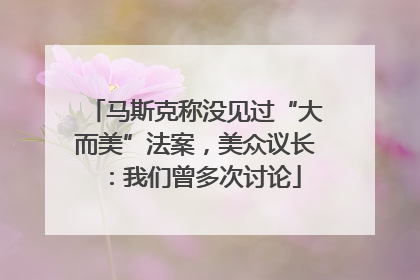 马斯克称没见过“大而美”法案，美众议长：我们曾多次讨论