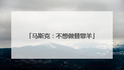 马斯克：不想做替罪羊