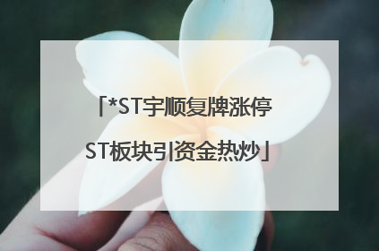 *ST宇顺复牌涨停 ST板块引资金热炒