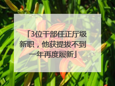 3位干部任正厅级新职，他获提拔不到一年再度履新